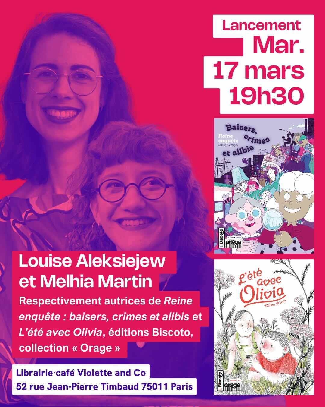 Reine enquête : baisers, crimes et alibis de Louise Aleksiejew et L'été avec Olivia de Melhia Martin